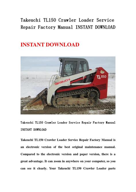 Takeuchi tl150 crawler loader service repair factory manual instant download. - Shc 250 manual del colector de datos sokkia.
