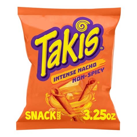 Takis cheese. Details. Transform snack time with Takis hot chips! These hot and spicy snack delivers an unbeatable crunch and an unexplored universe of sensational flavor combinations that your taste buds will love. Whether you are at school, hanging out with friends, on game day, or a trip adventure, Takis Fuego chips make for the perfect snacks variety pack. 