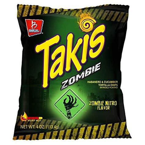 Takis zombie flavor. Takis Zombie flavor is vegan-friendly! These are the main ingredients found in the Zombie flavor: corn masa flour (processed with lime), vegetable oil (palm and/or soybean and/or canola and/or rice bran oil), maltodextrin, salt, citric acid, dextrose, monosodium glutamate, sugar, onion powder, natural … 