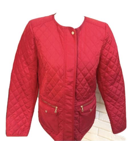 Talbots Jacket Blazer Red Quilted Velvet Button Front Stretch …