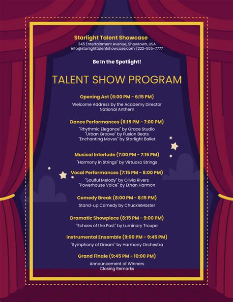 Talent Show Program Template Flipsnack