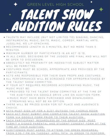 Talent show guidelines