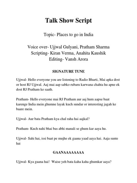 Talk show script pdf
