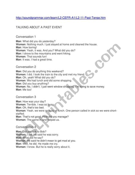 Talking about past events examples