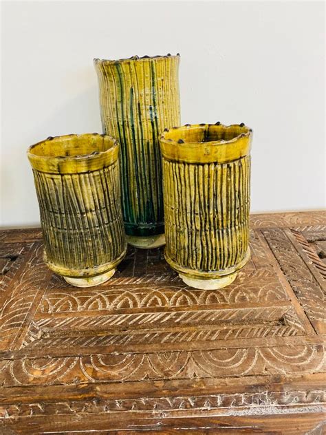 Tamegroute Vase 28 cm Mustard yellow Moroccan Pottery ø …