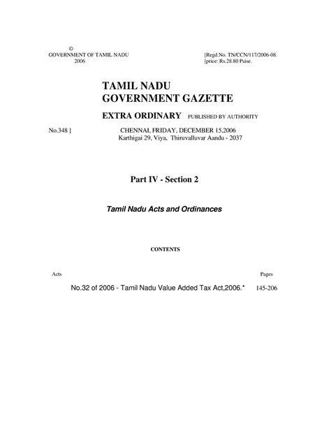 Tamil Nadu Value Added Tax Act, 2006 - Government of Tamil Nadu