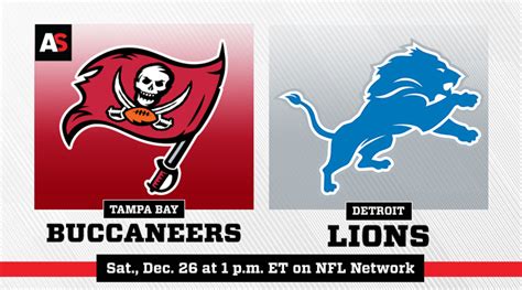 Tampa bay vs lions. Lions vs. Buccaneers: How to watch, listen and follow. Dec 25, 2020 at 05:55 AM. The Lions welcome Tom Brady to Detroit when they host the Tampa Bay Buccaneers on Saturday, Dec. 26 at 1:00 p.m. Here are all the ways to follow the game. 