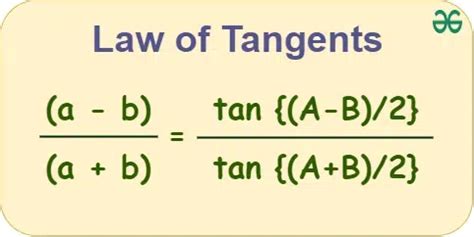 Tangent law formula.  It is often introduced in Class 11 and Class 12 mathemati...
