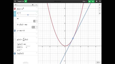 Tangent line desmos. Calculus: Tangent Line & Derivative. Save Copy. Log InorSign Up. You can edit the equation below of f(x). 1. f x = sin x +. 3 x. 2. You can edit the value of "a" below, move the slider or point on the graph or press play to animate 3. a = − 5. 8. 4. a, f a. 5. The derivative of f(x) is f '(x) which is g(x) ... 