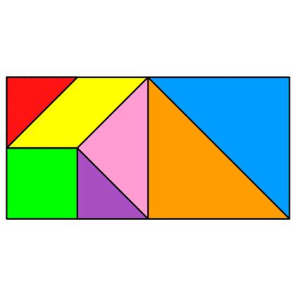 Tangram rectangle with 5 pieces.  Use 4 pieces for a rectangle that equals 18 points.  Ava...
