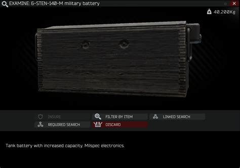 The Expeditionary fuel tank (Fuel) is an item in Escape from Tarkov. A plastic lightweight expeditionary canister for fuel Cannot be refilled Can be used as fuel for the Generator in the Hideout Has a capacity of 60 When full (60/60), it powers the hideout for 12 hours 37 minutes and 53 seconds (25 hours 15 minutes and 47 seconds with solar power module, 67 hours …. 
