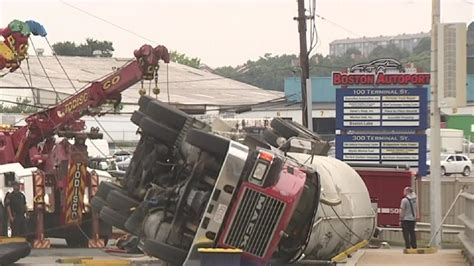 Tanker truck rolls over in Charlestown