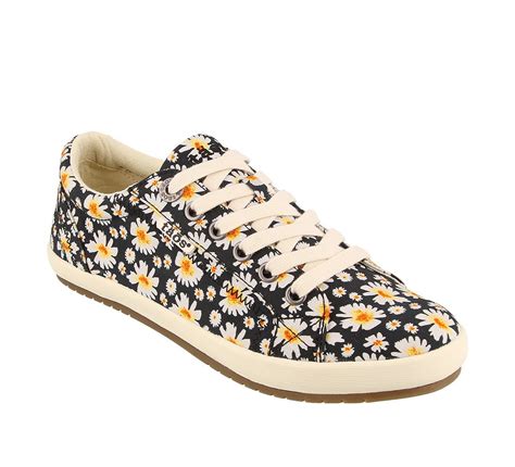 Taos Star Canvas Sneaker Black Daisy Womens 9 M STA-12844