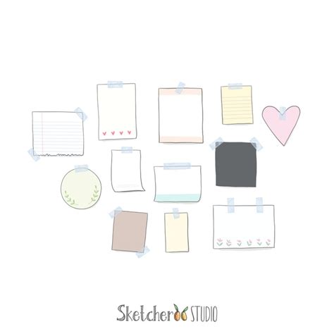 Taped Note Clipart - Etsy