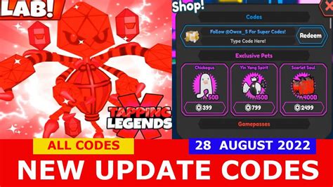 Tapping Legends codes in Roblox Free diamonds pets and clicks August 2022 