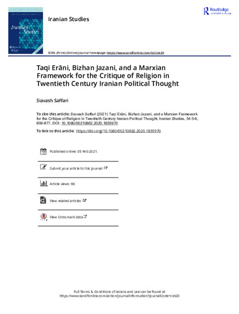 Taqi Erāni, Bizhan Jazani, and a Marxian Framework for the