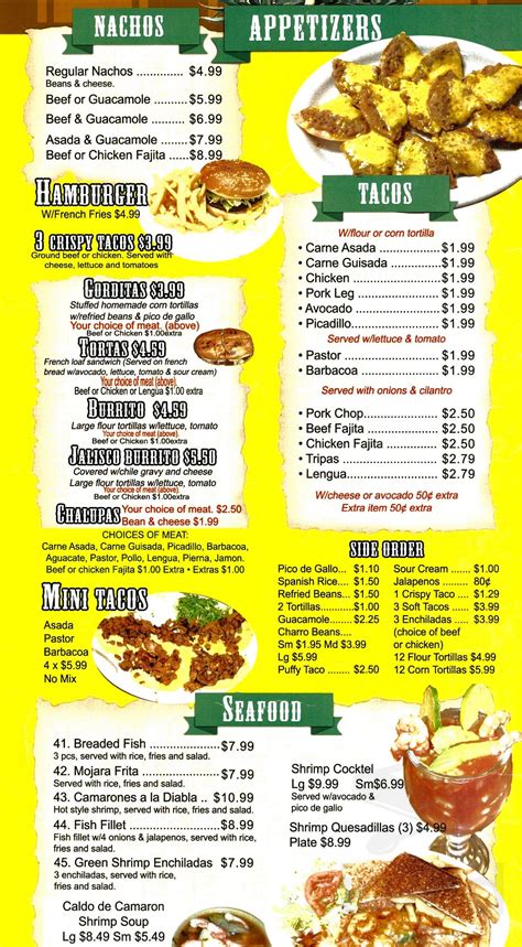 Taqueria jalisco inc. menu. PARTY PACK MENU; CONTACT US ; 2433 Cimarron BlvdCorpus Christi , TX 78414 (361) 985-2441. ... Visit Taqueria Jalisco on Cimarron for great tasting Mexican and Tex-Mex ... 