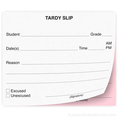Tardy Slip Nationalschoolforms Com