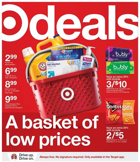 Shop Target's weekly sales & deals from the Target Weekly Ad for men's, women's, kid's and baby clothing & apparel, toys, furniture, home goods & more. Weekly Deals In Stores Now : Target Weekly Ad Go to target.com, opens in a new window. 