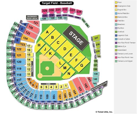 Target field seating chart concert. Apr 2014. ---. Seats 20-29 in Row T of Section 106 at the Target Center are all handicap accessible, located just in front of the entry tunnel to the section. These seats are moveable folding chairs (which can be cleared to make room for a wheelchair) and they do not require any steps, so they will be very easily accessed for fans with ... 