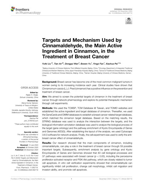 Targets and Mechanism Used by Cinnamaldehyde, the Main Active