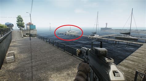 There is a safe on the second story of the pier boat extract building. Everybody checks it early in the raid or when they go to extract pier boat because it's right there. Go prone in the grass across the street and look into the window that would be on the right side of the building if you're looking towards the water. Any gun it doesn't matter.. 