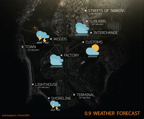Tarkov weather conditions. Escape From Tarkov 0.13.5 is here - progress will be cleared automatically for logged in users. If you are using TarkovTracker without signing in, you can reset your progress through the settings. Changes to quests and hideout upgrades will be pulled automatically from tarkov.dev as they are discovered and confirmed. 