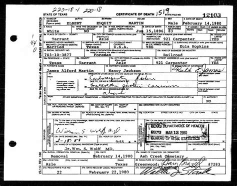Death Records in Tarrant County, TX. Info about the free death certificates in Tarrant County, including how to fill out a family tree diagram and where to find a online death …. 