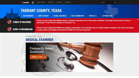 Medical Examiner Records. My Commissioner. Probate Court Records. Property Tax Accounts. ... Report A Death. Annual Statistical Reports. Billings and Payments ... County Telephone Operator 817-884-1111. Tarrant County provides the information contained in this web site as a public service. Every effort is made to ensure that information .... 