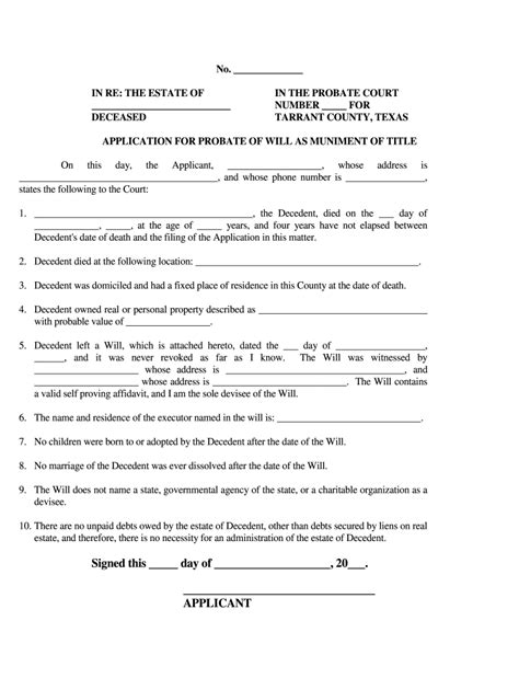 Tarrant county probate forms.  Tarrant County Probate Court I 00 W.  Instructions/Informat...