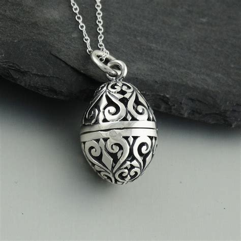 Tartan Twist, Sterling Silver Filigree Egg Locket on a Royal