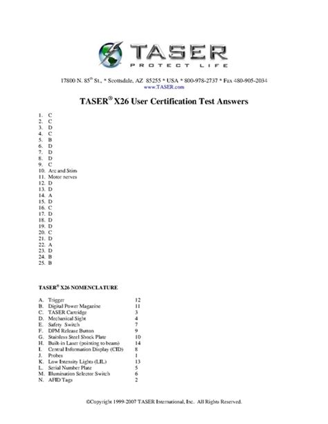 Taser certification test answers. Addeddate 2019-11-12 22:17:52 External-identifier urn:documentcloud:6204903 Identifier 6204903-TASER-Part-2-X26-Certification-Test 