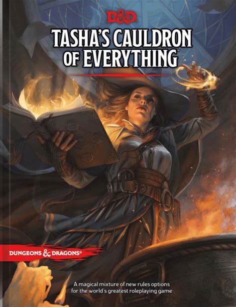 Oct 30, 2020 · Tasha's Cauldron of Everything is available in print starting on November 17 in North America and December 1 in Europe and Asia, with digital versions available for pre-order at Roll20 and D&D ... 