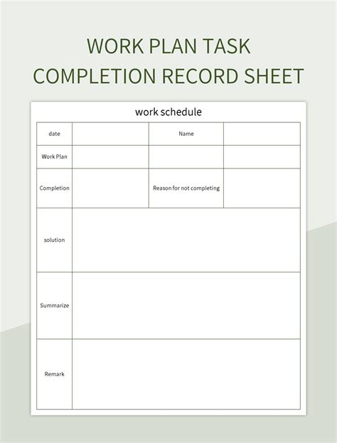 Task Completion Sheet Google Docs