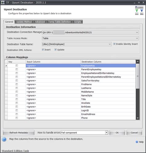 Task Factory Upsert Destination SentryOne