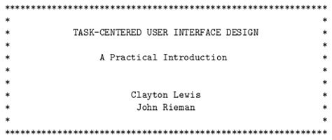 Task-Centered User Interface Design