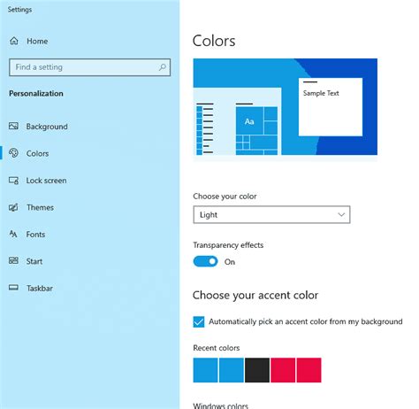 Taskbar font color registry.  Toggle the switch to turn transparency effects on or off.  Auto...