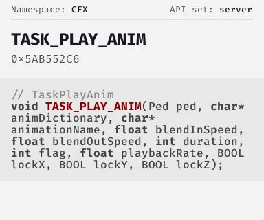 Taskplayanim fivem.  I have managed to make on my server that when I change gears it makes an ...