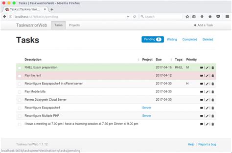 Taskwarrior web.  Taskwarrior-Web is a lightweight, Sinatra-based web interface for the wo...