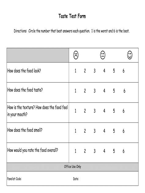 Taste Test Template Form Fill Out and Sign Printable PDF Template