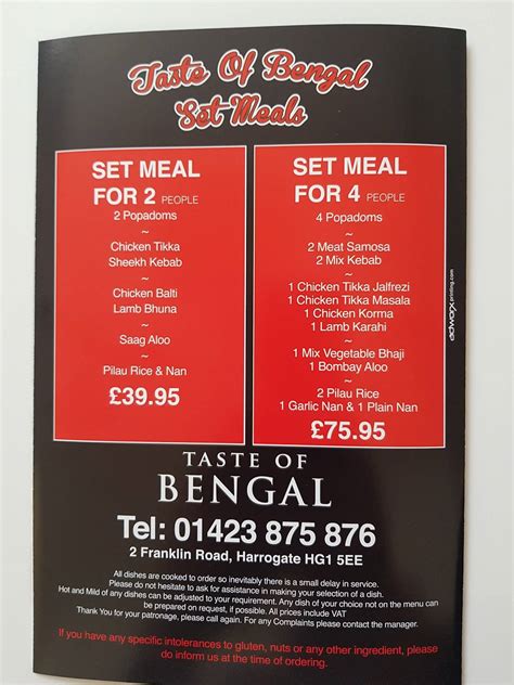 Taste of Bengal Menu - Takeaway in Harrogate - Uber Eats