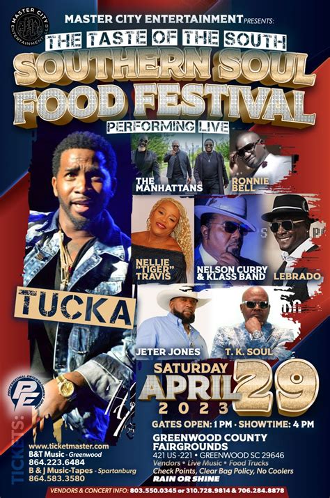 Taste of the South Southern Soul Food Festival Feat: Tucka, The Manhattens, Nellie (Tiger) Travis, T.K Soul, Ronnie Bell, Nelson Curry, Lebrado, and Jeter Jones. Music. Greenwood, South Carolina.. 