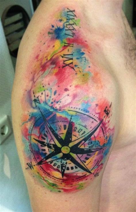 Tatoo Compass, Watercolor Compass Tattoo, Compass Tattoo Design