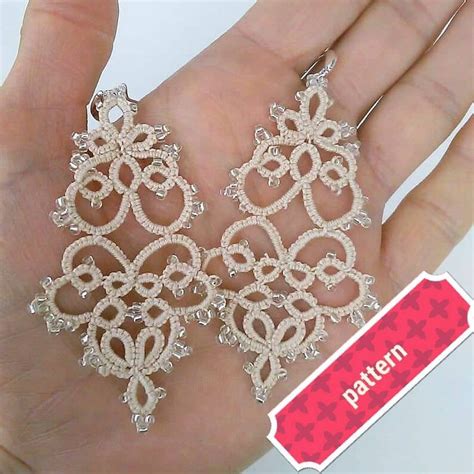 Tatting Earring Pattern Simple Tutorial for Needle Tatting Etsy