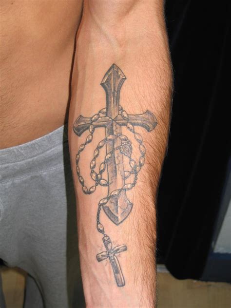 Cross with Rosary - Religious Temporary Tattoo / Cross Tatto