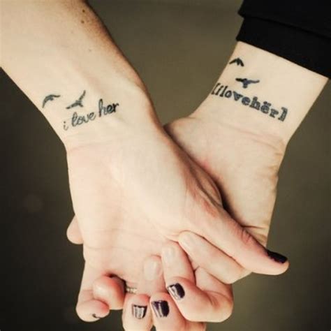 Tattoo for husband. A romantic heart arrow wedding ring tattoos that is finishing on your partner's finger. Married couple tattooed wedding rings that imitate the real ones. Girls can try romantic and cute heart tattoos in color with with pretty detailing. Tribal married couple matching tattoos look very original and unusual. 