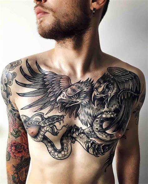 Tattoo ideas on the chest. It is very easy to cover up a chest tattoo, leaving it to only be exposed in specific situations. One caveat to chest tattoos, the skin is very sensitive and these tattoos rank among the most painful. From traditional to modern, discover the top 60 best badass chest tattoos for men. Explore manly ink design ideas with amazing appeal. 