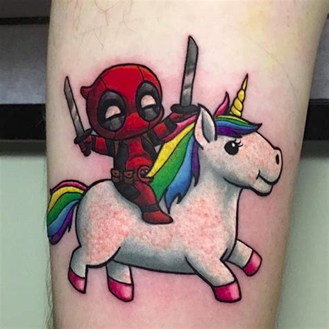 Tattoo uploaded by Servo Jefferson • Deadpool riding a unicorn by Lara