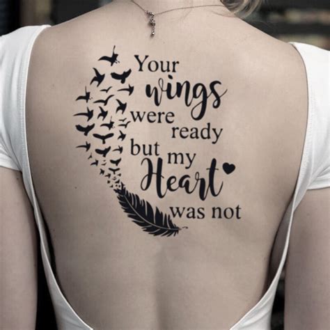 Your wings were ready but my heart was not. Julie Tanner. 167 followers. Tatoo Symbol. Tatoo Art. Body Art Tattoos. I Tattoo. Tattoo Quotes. Feather Tattoo. Ankle Tattoo. Nana Tattoo. Birds Tattoo. Comments. No comments yet! Add one to start the conversation. ... Rest in Peace Tattoos or RIP tattoos are often in the remembrance of a loved one .... 