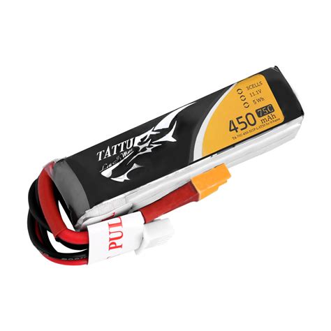 Tattu 11.1V 3S 450mAh 75C LiPo Battery Pack with XT30 Plug